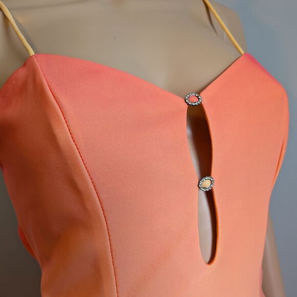 Vintage Y2K Zum Zum Prom Gown Maxi Dress Orange Ombre Rhinestone Size 3 - Picture 13 of 13